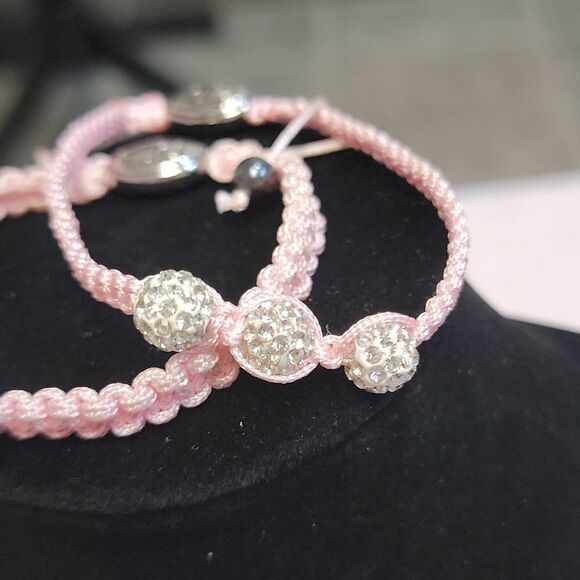 Rolf Bleu Pink Macrame Adjustable Beaded Bracelet Set of 2 - Picture 6 of 11